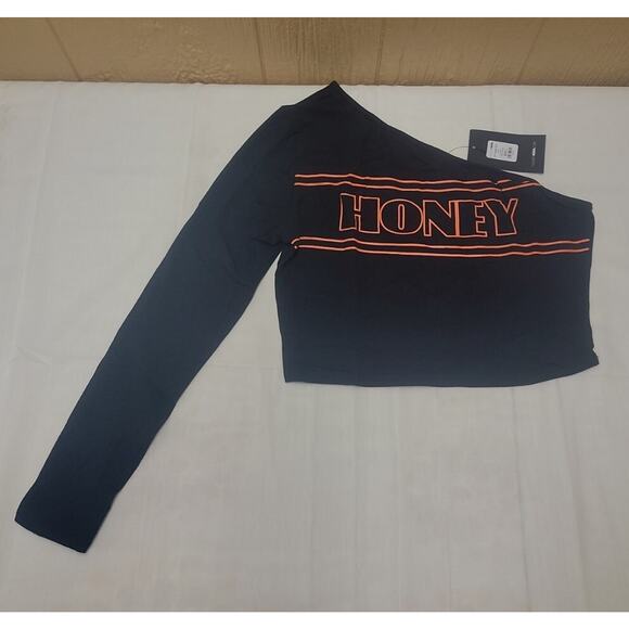 Fashion Nova 2 pc One Shoulder Ok Honey Skirt Set Mini sz L Black Y2K Cropped - Picture 3 of 7